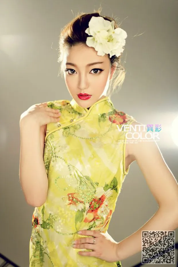 没有一个中国旗袍的美丽时尚的味道、旗袍美女